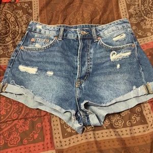 Denim high waisted shorts